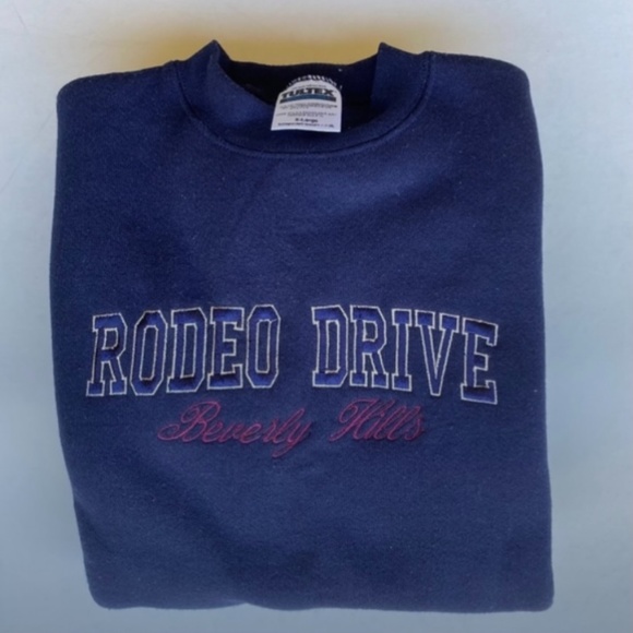 Eddie Bauer BeverlyHills Dark Blue Heavy Duty Embroidered Crewneck XL Sweatshirt - Picture 4 of 5